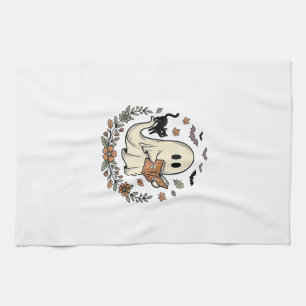Linge De Cuisine Conception de vecteur floral de chat fantôme vinta