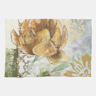 Linge De Cuisine Conception décorative de fresque avec la fleur de