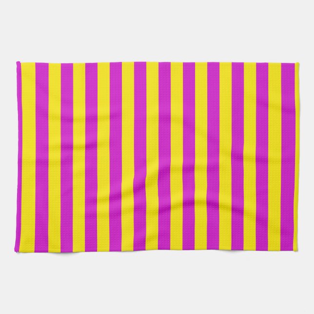 Linge De Cuisine Conception des rayures pourpre et jaune (Horizontal)