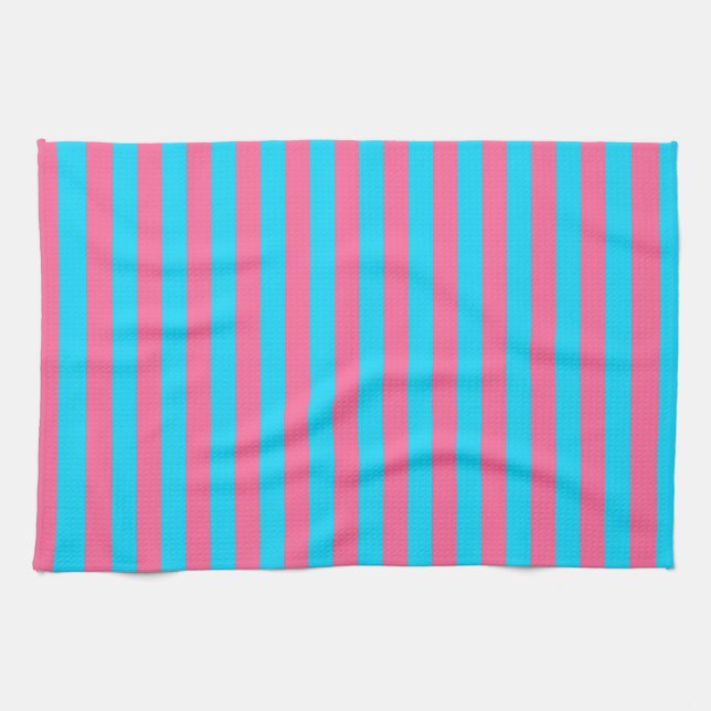 Linge De Cuisine Conception des rayures rose et bleu (Horizontal)