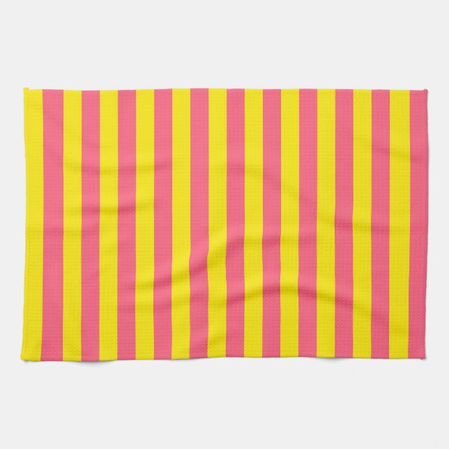 Linge De Cuisine Conception des rayures rose et jaune (Horizontal)