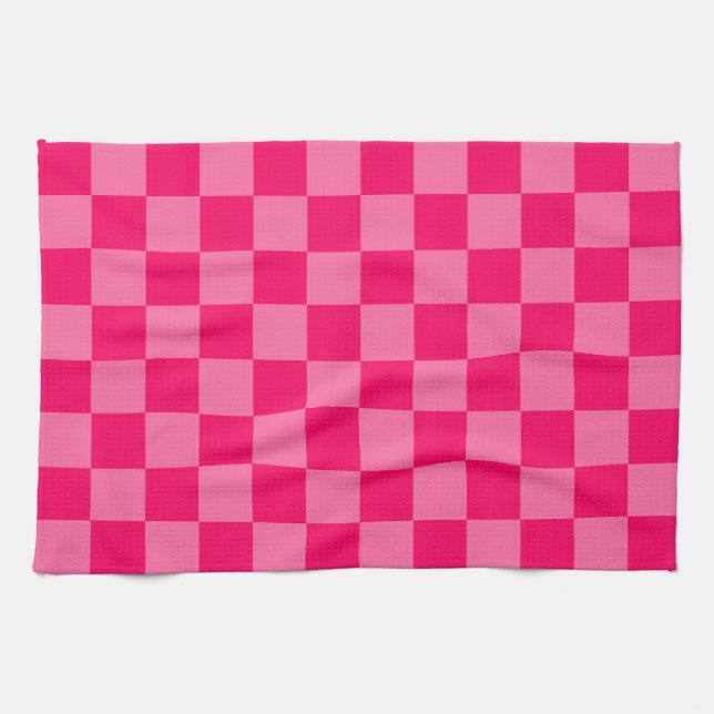 Linge De Cuisine Conception du Motif du vérificateur rose clair et  (Horizontal)