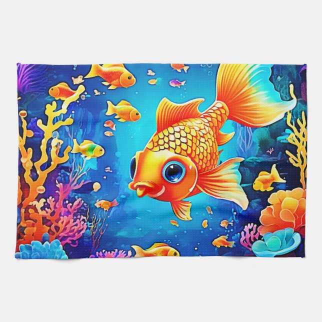 Linge De Cuisine Conception dynamique du monde des poissons sous-ma (Horizontal)
