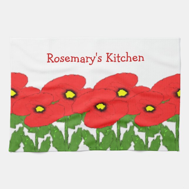 Linge De Cuisine Conception florale de coquelicots (Horizontal)