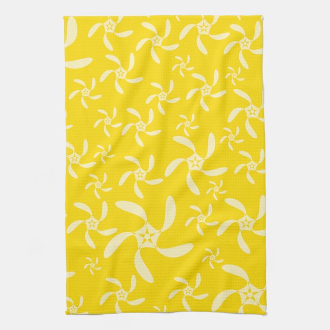 Linge De Cuisine Conception florale d'été. Jaune ensoleillé (Vertical)