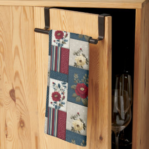 Linge De Cuisine Conception florale et géométrique rustique