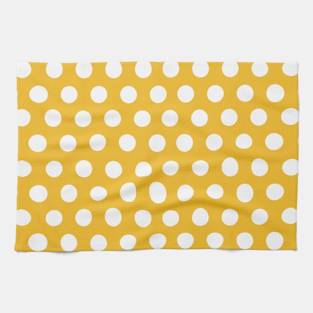 Linge De Cuisine Conception jaune de motif de pois de couleur de (Horizontal)
