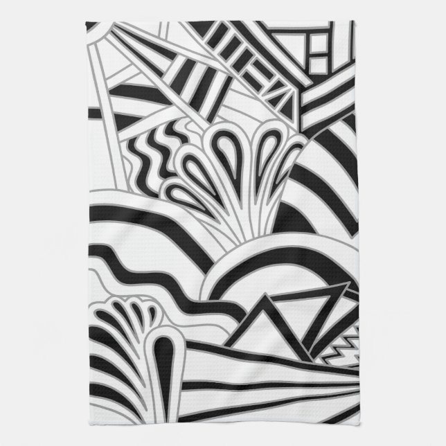 Linge De Cuisine Conception monochrome d'art déco (Vertical)