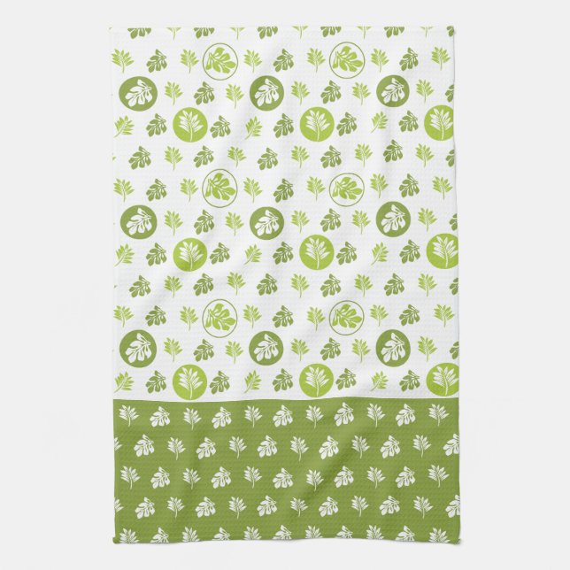 Linge De Cuisine Conception Motif de feuilles du cercle vert tropic (Vertical)