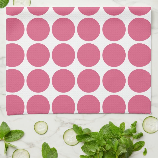 Linge De Cuisine Conception Motif de points de couleur rose pâle (Plié)