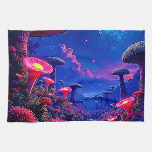 Linge De Cuisine Conception nocturne de la forêt de champignons enc