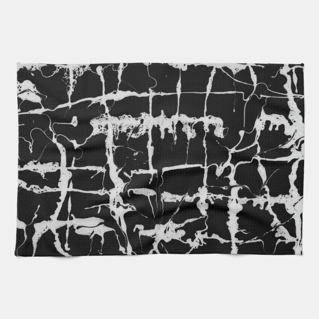 Linge De Cuisine Conception noire et blanche de texture de l'eau, (Horizontal)