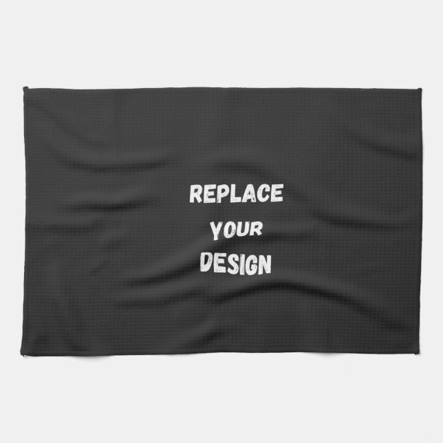 Linge De Cuisine Conception simple noire personnalisée Ajouter une  (Horizontal)