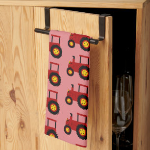 Linge De Cuisine Conception Tracteur Rouge Fond de Couleur au Choix