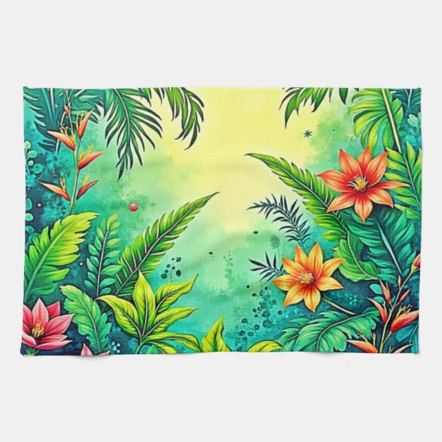 Linge De Cuisine Conception Tropical Jungle Lush Paradise (Horizontal)
