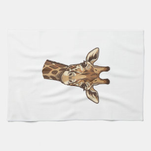 Linge De Cuisine Conception vectorielle de tête de girafe gravée vi