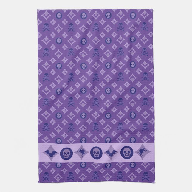 Linge De Cuisine Conception Violet Halloween, Chic Crâne Motif LV (Vertical)