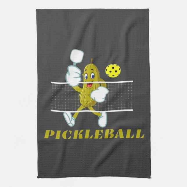 Linge De Cuisine Concombre Drôle Jouant Pickleball  (Vertical)