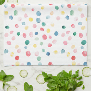 Linge De Cuisine Confettis Colorés Points Bleu Rouge Jaune Vert Ros