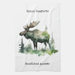 Linge De Cuisine Confort de cabane et rêves de forêt - Aquarelle ru