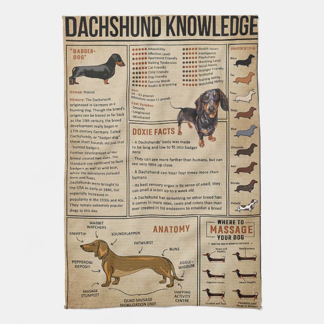Linge De Cuisine Connaissance Dachshund Wiener Dog (Vertical)