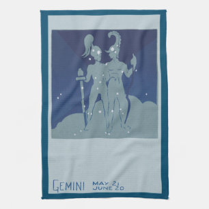 Linge De Cuisine Constellation jumeaux Gemini Zodiaque vintage Astr