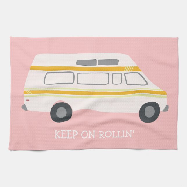 Linge De Cuisine CONTINUER SUR ROLLIN Retro Campervan Motorhome RV  (Horizontal)