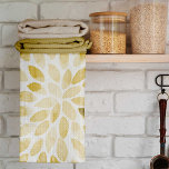 Linge De Cuisine Contours de brosse jaune aquarelle<br><div class="desc">Aquarelle jaune brosse traits. Motif d'éclatement pétale florale,  coups de pinceau symétriques.</div>