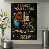 Contrôle de jeu rétro drôle de respect de vos aîné