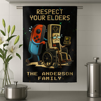 Linge De Cuisine Contrôle de jeu rétro drôle de respect de vos aîné