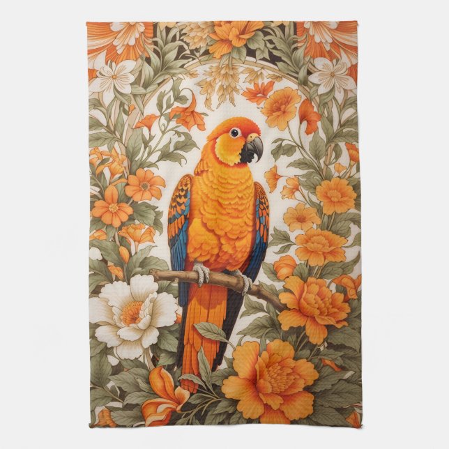Linge De Cuisine Conure Soleil Magnifique Inspiré de William Morris (Vertical)