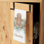 Linge De Cuisine Cookies de Noël<br><div class="desc">Cette serviette de cuisine festive est décorée de biscuits de Noël aquarelle et de feuillage. Facilement personnalisable avec votre nom ou monogramme. Aquarelle originale © Michele Davies.</div>
