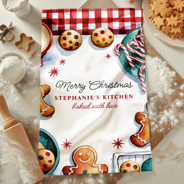 Linge De Cuisine Cookies et Sucres de canne de Noël Personnalisés (Créateur téléchargé)