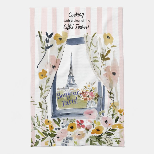 Linge De Cuisine Cooking with a view of the Eiffel Tower (Vertical)