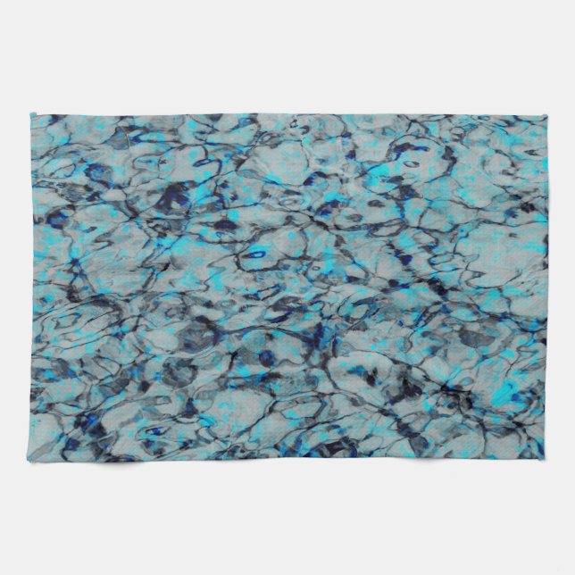 Linge De Cuisine Cool, art numérique moderne d'aquarelle bleue (Horizontal)