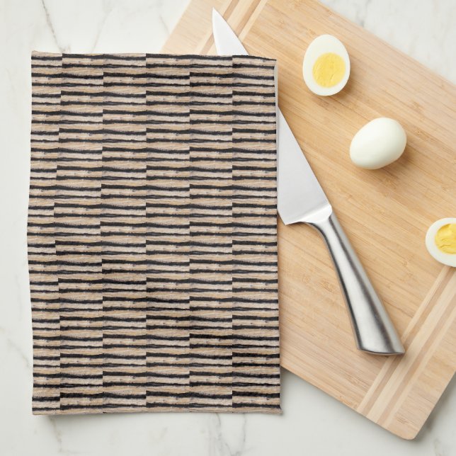 Linge De Cuisine Cool Burnt Tree Bark Texture Motif (Quart Plié)