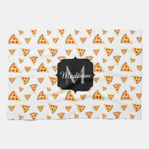 Linge De Cuisine Cool et fun pizza tranches motif Monogram blanc