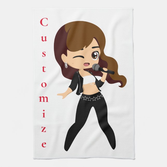 Linge De Cuisine Cool fille chante Karaoke Thunder_Cove (Vertical)
