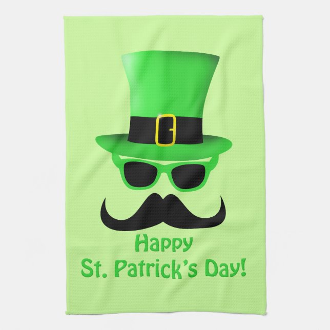 Linge De Cuisine Cool Funny St. Patrick's Day Mustache Top chapeau  (Vertical)