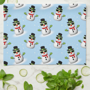 Linge De Cuisine Cool Snowman Noël motif bleu hiver