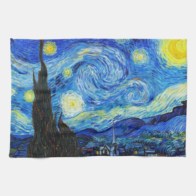 Linge De Cuisine Cool Starry Night Vincent Van Gogh peinture (Horizontal)