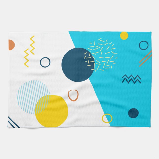Linge De Cuisine Cool, unique, tendance, urbain, Memphis illustrati (Horizontal)