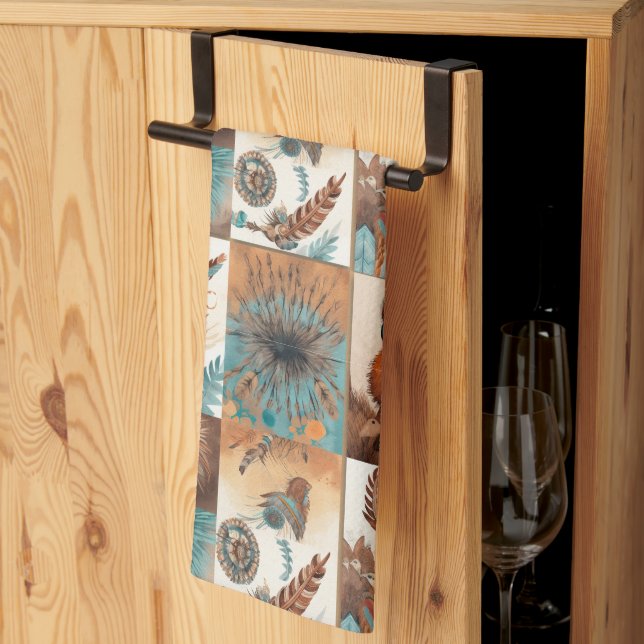 Linge De Cuisine Cool Western BoHo carrelé motif (Pliage en tiers)