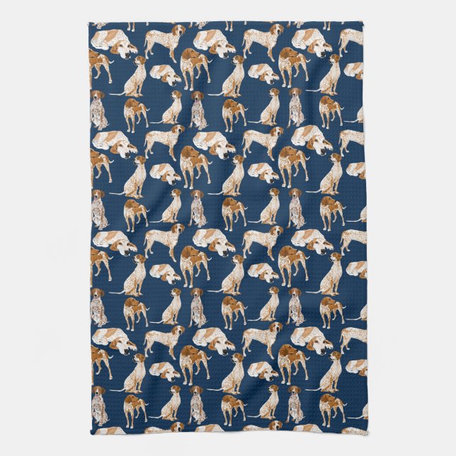 Linge De Cuisine Coonhounds de Redtick sur la marine (Vertical)