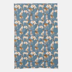 Linge De Cuisine Coonhounds de Redtick sur le gris bleu
