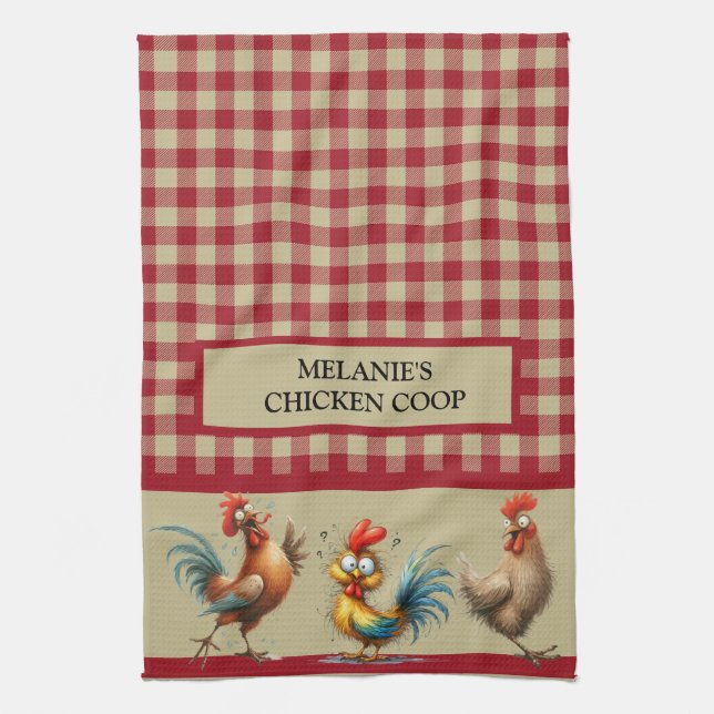 Linge De Cuisine COOP POULET personnalisé - Plaid de Buffalo tan ro (Vertical)