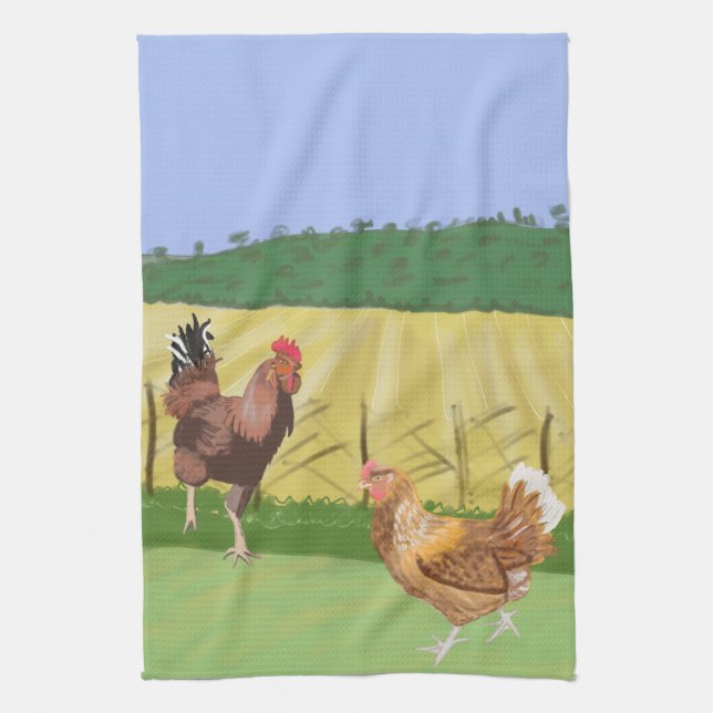 Linge De Cuisine Coq et Poule (Vertical)