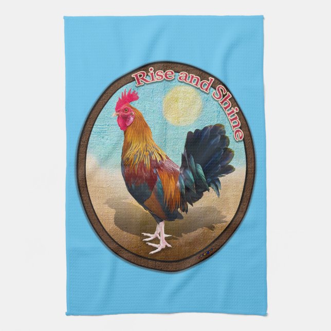 Linge De Cuisine Coq gitan de Key West Lever et Briller Ovale Vinta (Vertical)