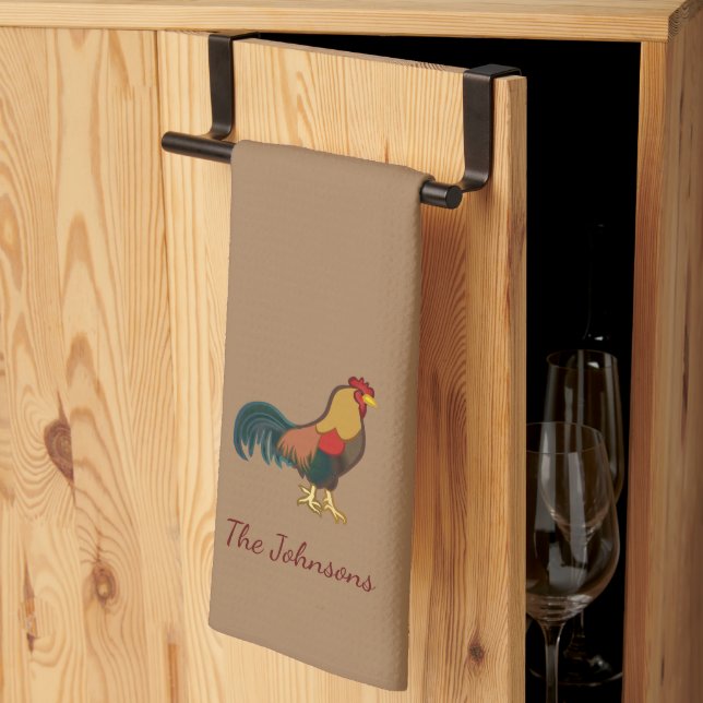 Linge De Cuisine Coq Marron de Ferme  (Pliage en tiers)