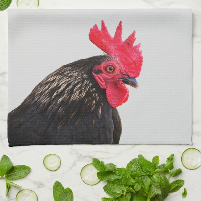 Linge De Cuisine Coq noir  (Plié)